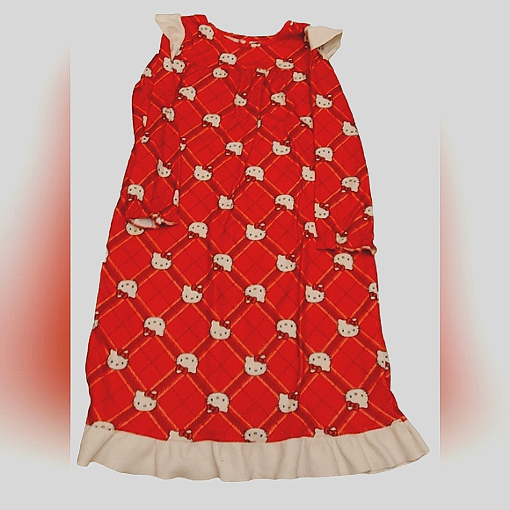 Sanrio Hello Kitty‎ fleece Christmas nightgown, Girls, 7/8 Red and White